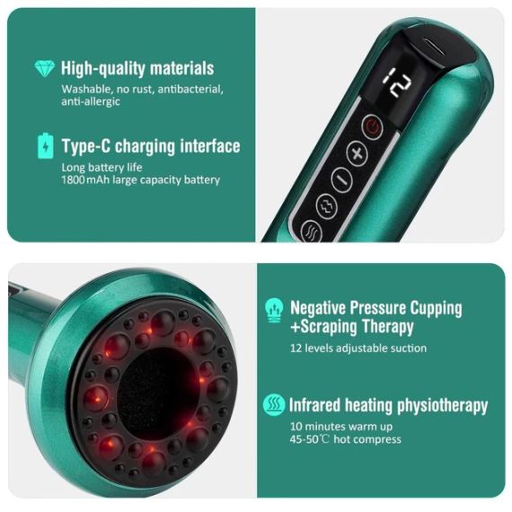 Антицелюлітний вакуумний масажер з інфрачервоним нагрівом, 12 рівнів | Зображення 3