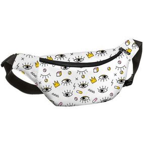 Сумка на пояс бананка Bumbag Глазки 27x16 см (BB_18J025_BL_BL)