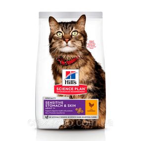 Сухой корм для котов Hill's Sensitive Stomach & Skin Chicken с курицей 300 г 604074