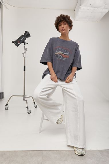 Футболка в стилі тай-дай із принтом авто - джинс цвет, ONE SIZE (є розміри) | Зображення 2