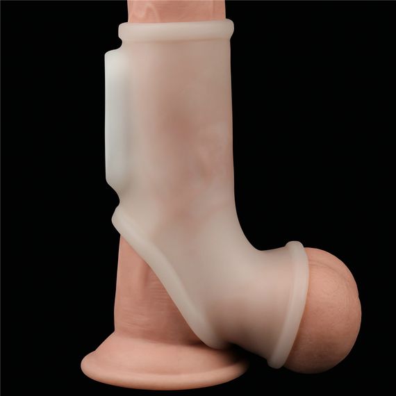 Насадка на член - Vibrating Silk Knights Ring With Scrotum Sleeve White | Зображення 5