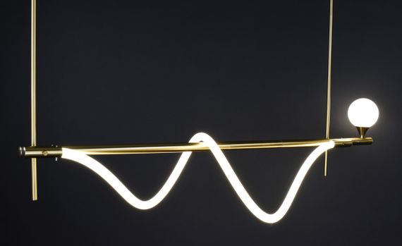 Люстра світлодіодна стельова LED світильник для квартири на стелю лед 27149 Латунь 40-122х30х120 см. | Зображення 6