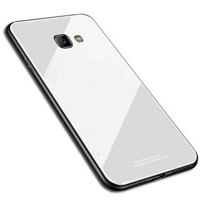 Силіконовий чохол зі скляної кришкою для Samsung Galaxy J6 Plus колір Білий
