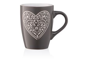 Чашка ARDESTO  Heart, 330 мл, темно-сіра, кераміка (AR3467DGR)