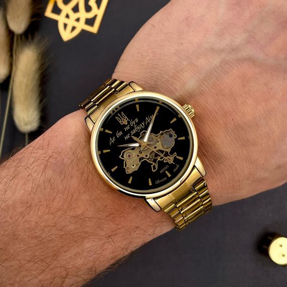 Класичний чоловічий годинник Awarder 022 Gold-Black Mechanic Metall Не Забуду Дім | Зображення 2