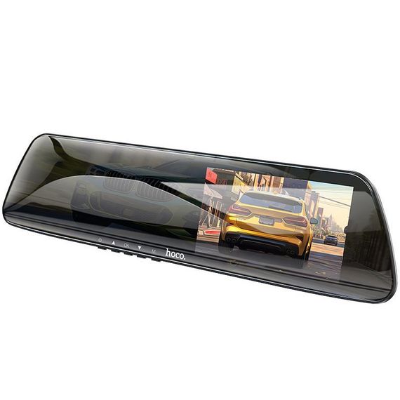 Автомобильный регистратор зеркало Hoco DV4 Dual-Channel Driving Recorder 1080p+720p 4.5" Iron gray | Зображення 6