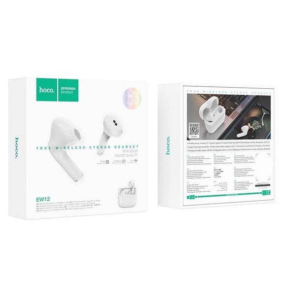 Наушники Bluetooth Hoco EW12 Clear sound true wireless BT headset White (EW12) | Зображення 2