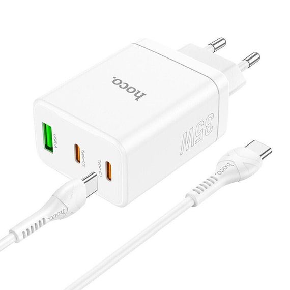 МЗП Hoco N33 Start PD35W (1USB-A/2C) + кабель Type-C to Type-C White | Зображення 2