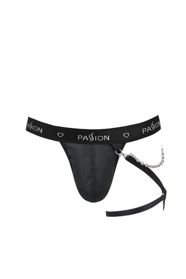 Труси стринги з екошкіри Passion 058 THONG BILL, Чорний, 2XL, 3XL, Великі розміри | Зображення 2