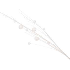 Декоративна гілка з ягодами в гліттері 78см, колір - білий