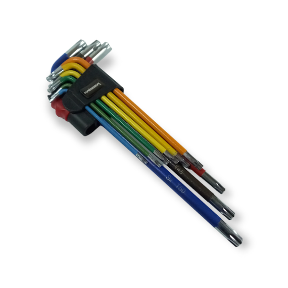 Набір шестигранників TORX екстра-довгих кольорових з отвором HAISSER, 9 шт. (T10-T50) (арт.48117) | Зображення 2