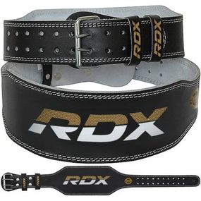 Атлетический пояс RDX 6 шкіряний Black Gold M (WBS-6RB-M)