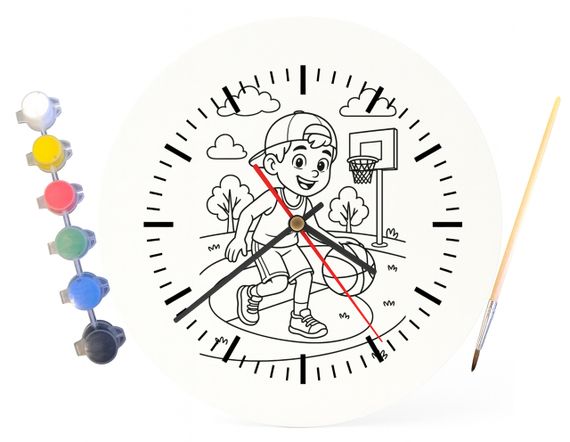 Детский набор для творчества часы раскраска Баскетбол 30 см (Г0043) | Зображення 3