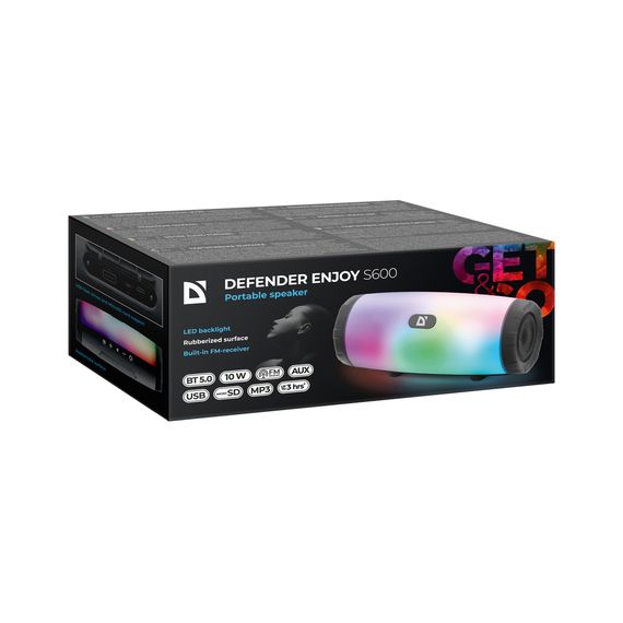 Портативна колонка Defender (65603) Enjoy S600 10Вт, Light/FM/microSD/USB, Black | Зображення 4