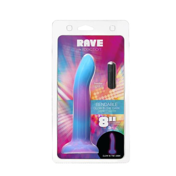 Фалоімітатор, що світиться в темряві, ADDICTION Rave 8″ Glow in the Dark Dildo Blue Purple, 20,3 см Sex Aura | Зображення 7