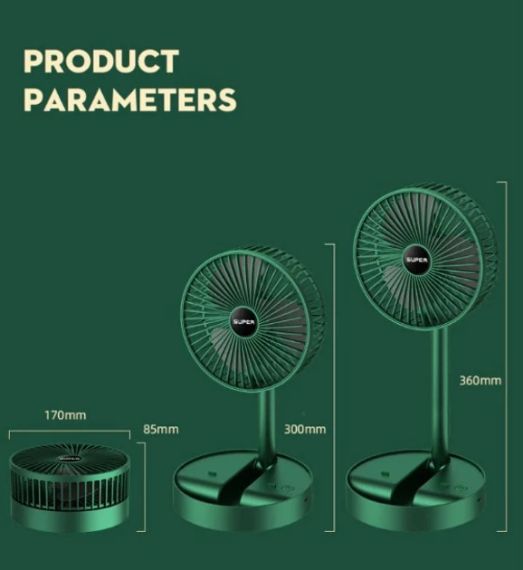 Складной аккумуляторный мини-вентилятор с USB-зарядкой XL 908 зеленый | Зображення 6
