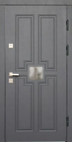 Вхідні двері Теплосталь ТС77 МДФ (Н26 антрацит сірий) (Н26 білий) (Р5) (96*205П)