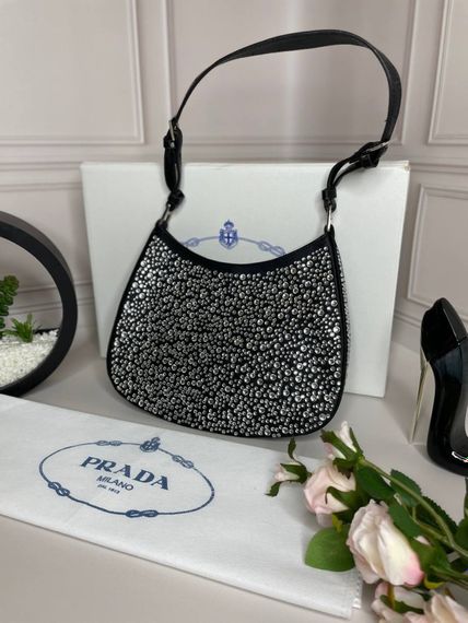 Женская сумка Prada Cleo satin bag wit crystals  wb033 | Зображення 3