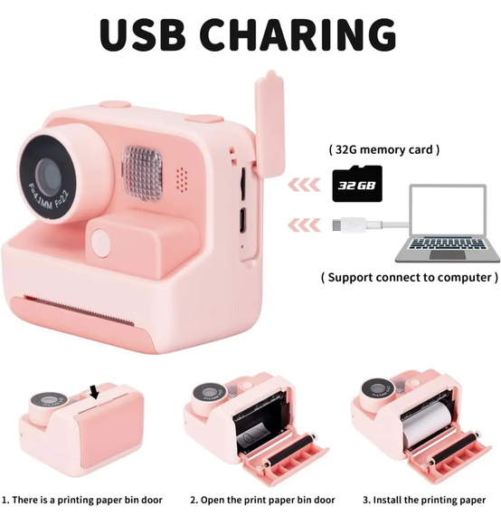Фотокамера моментальной печати детская Instant Print Camera, 1080P Video for kids | Зображення 3