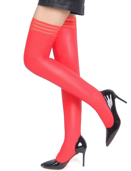 Панчохи еластичні Star Night з імітацією шкіри, червоні, XS-M Sex Aura