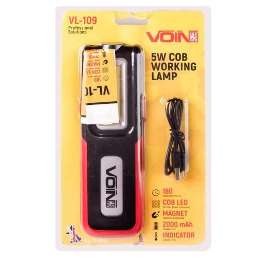 Переносна лампа "VOIN" VL-109, 5W-COB+3W XPE/Power Bank 2000mAh/магніт/інд. заряда | Зображення 1