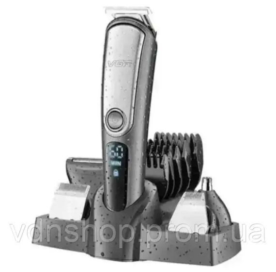 Машинка для стрижки волосся VGR V-105 тример для вусів та бороди з насадками 5в1 | Зображення 2