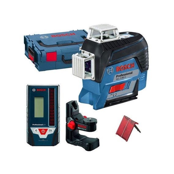 Нівелір лазерний Bosch GLL 3-80 C +LR7 +BM1, 12В, L-Boxx, 24м/120м, ± 0,2 мм/м, IP 54 (0.601.063.R05) | Зображення 1