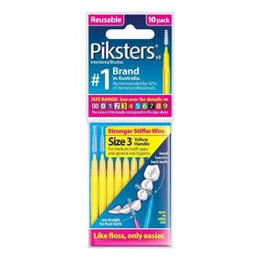 Міжзубні йоржики Piksters, № 3 (діаметр 0.8) жовті, конусні, 10 шт