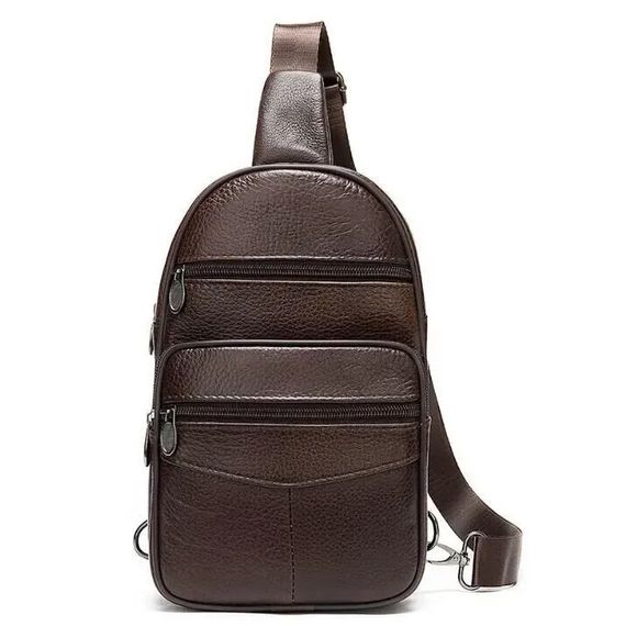 Стильная мужская кожаная сумка слинг среднего размера из качественной итальянской кожи в фирменной упаковке JD-81 | Зображення 4