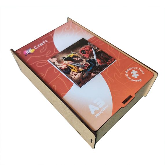 Фігурний пазл з дерева "Дедпул і Росомаха" PZ002-A3W-AC 180-250 деталей, А3 з мішечком і стрічкою | Зображення 2