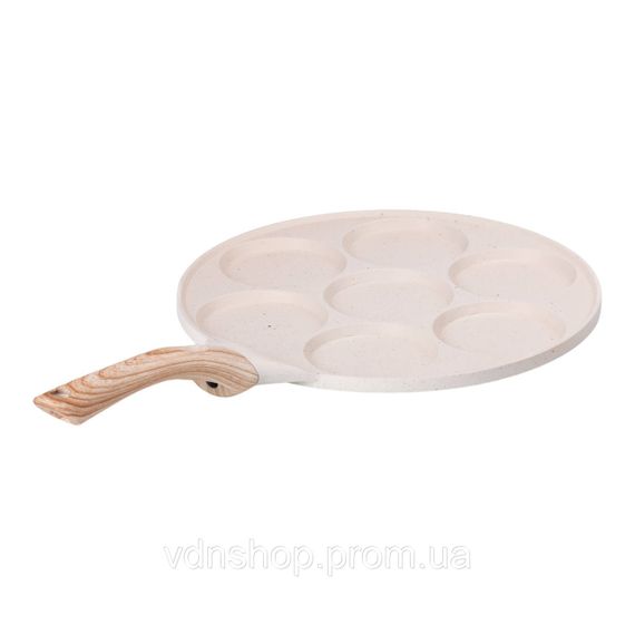 Сковорода с антипригарным покрытием 26 см для блинов, яиц и оладий 7-сегментная круглая бежевая HP-39-582-W | Зображення 1