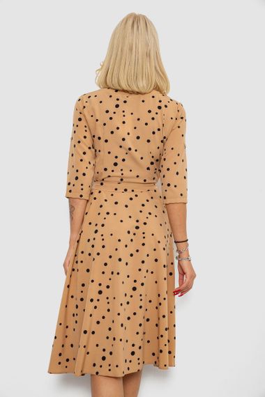 Платье софт с принтом в горох, цвет бежевый, 230R1011-6 | Зображення 3