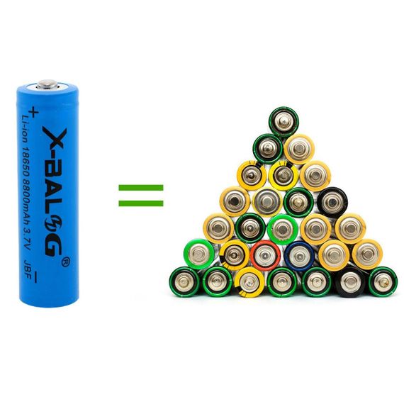 Акумулятор літій-іонний 18650 (1шт) на 8800mAh (3,7V), X-BALOG / Багаторазова акумуляторна батарейка | Зображення 6