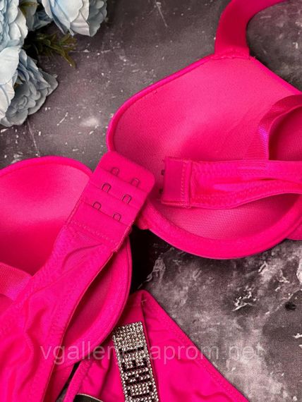 Жіночий комплект спідньої білизни Victoria`s Secret зі стразами, Комплект Вікторія Сікрет зі стразами Преміум якості, Рожевий, 85C | Зображення 2
