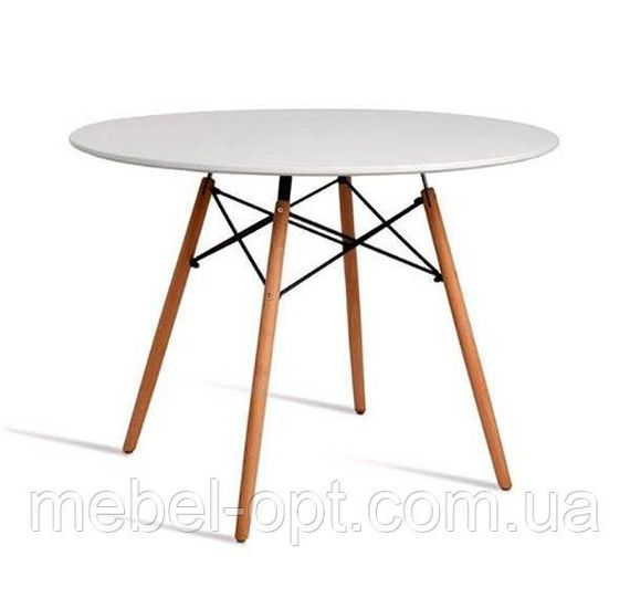 Стіл Етна МДФ білий круглий 100 см, дизайн Eames DSW Table