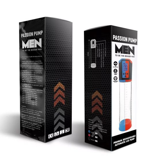 Автоматический вакуумный насос Men Powerup Passion Pump Blue, LED-табло, перезаряжаемая, 8 режимов, Синий | Зображення 4