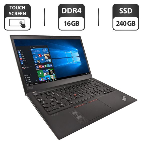 Ноутбук Lenovo ThinkPad T14s Gen 1 / 14" (1920x1080) IPS Touch / AMD Ryzen 7 Pro 4750U (8 (16) ядер по 1.7 - 4.1 GHz) / 16 GB DDR4 / 240 GB SSD / AMD Radeon RX Vega 7 Graphics / WebCam б/у