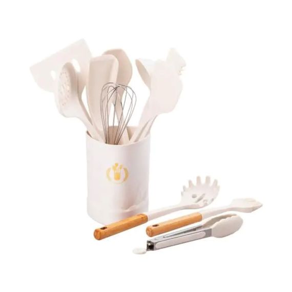 Набір кухонного приладдя на підставці 12 штук з дерев'яною ручкою YRUR9 | Зображення 1