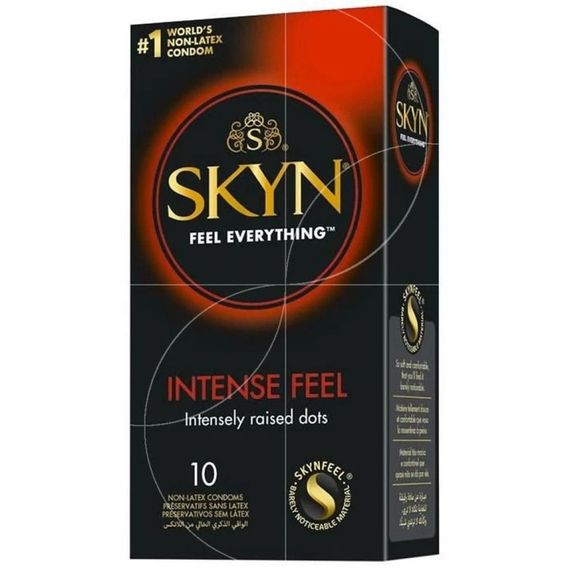 Презервативы с рельефом Skyn Intense Feel, безлатексные (полиизопрен), 10 шт Sex Aura