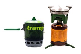 Система для приготування їжі Tramp 0,8л olive, Кемпінгова система з пальником та казанком трамп