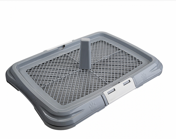 Туалет AnimAll для собак, під пелюшку, з сіткою, стовпчиком для собак, розмір L, 62×46×5 см Сірий