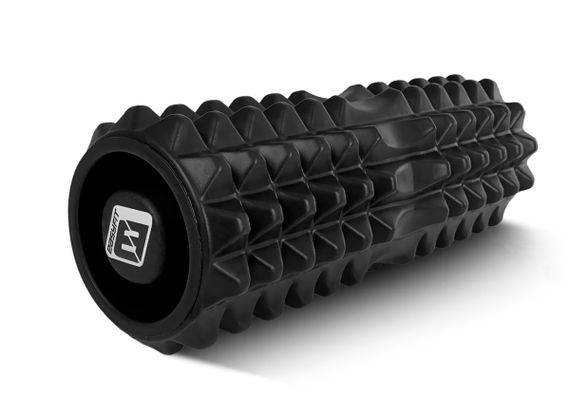 Масажний ролик EasyFit Grid Roller 33 см v.1.2 із заглушками із двох сторін Чорний (EF-2022a-BK)