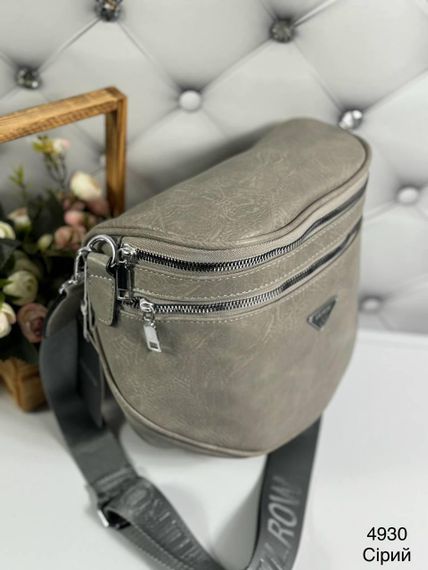 Сумка крос-боді жіноча напівкругла слінг Сіра | Зображення 1