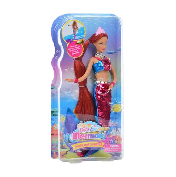 Детская кукла "Русалка" 8433(Red) красный, наряд с пайетками 29 см
