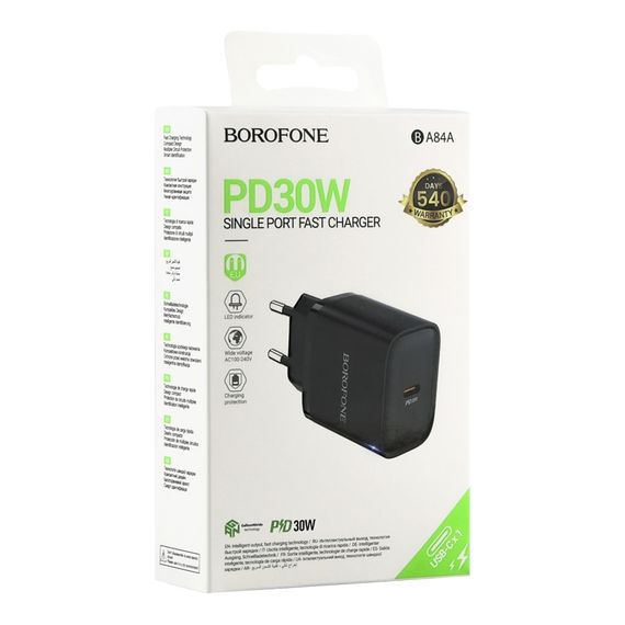 Сетевое Зарядное Устройство Borofone BA84A 1USB-C PD/QC 30W | Зображення 2
