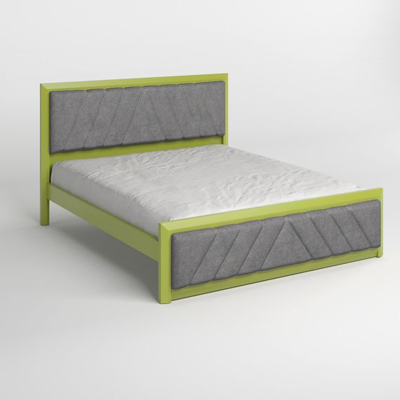 Односпальне дерев&#039;яне ліжко Mebigrand Барселона Б2 Лайм (S3050G70Y)/Аляска 93 (Сірий) 80х190 см (MBG-13632) | Зображення 1