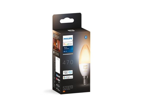 Лампа Philips Hue розумна E14, 5.2W(40Вт), 2200K-6500K, Tunable white, ZigBee, Bluetooth, димування (929002294403)