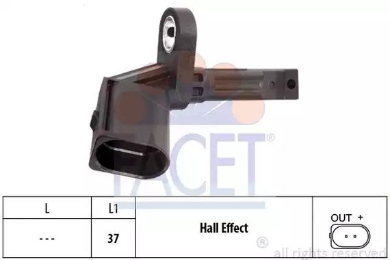 Датчик ABS Audi A4,A5,A6,A7,A8,Q5, R8/VW PHAETON 02- передній Л, FACET (210014) | Зображення 2