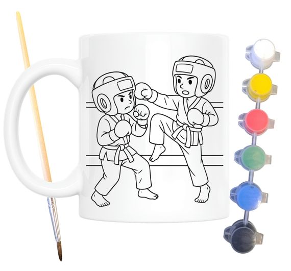 Набор для творчества кружка раскраска Кикбоксинг 330 мл белая (КР0115)