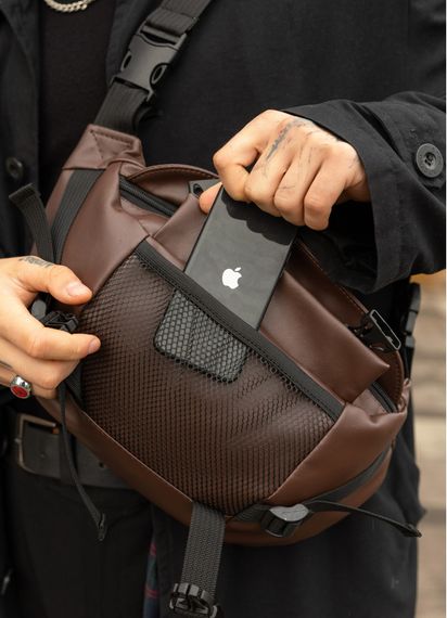 Большая мужская сумка бананка Sambag DynamicDart коричневая 38 × 21 × 7 см (80411020m) | Зображення 3